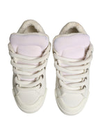 White Shearling Fur Bianco Low Top Sneakers Shoes