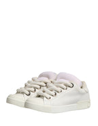 White Shearling Fur Bianco Low Top Sneakers Shoes