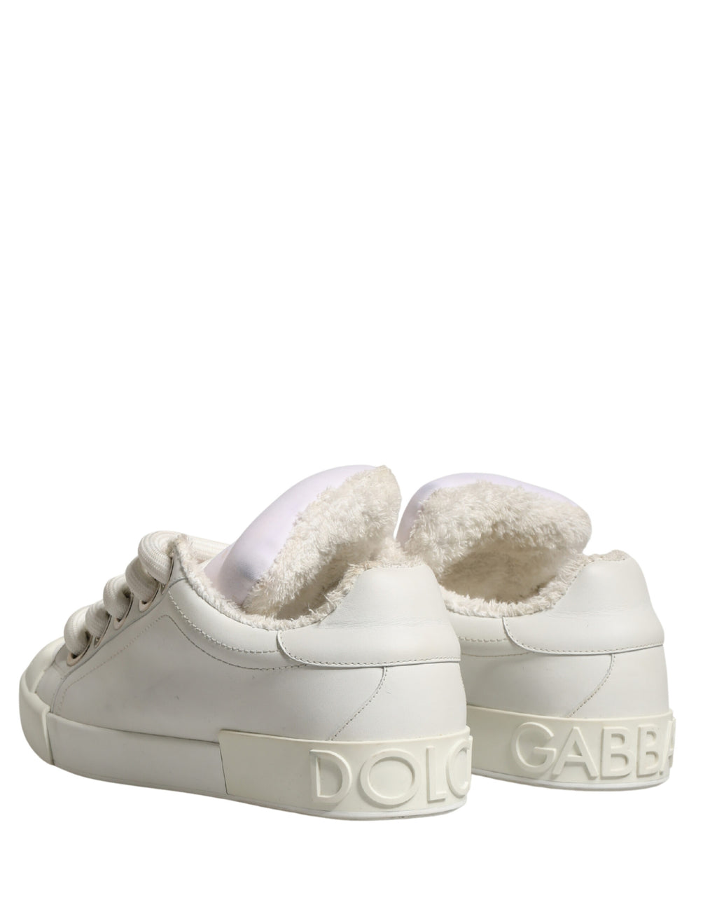 White Shearling Fur Bianco Low Top Sneakers Shoes