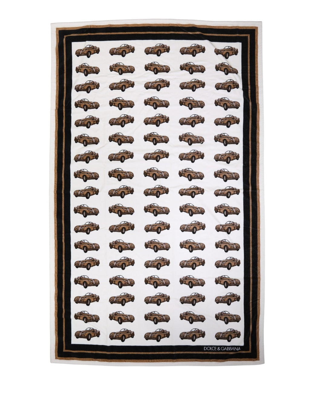 Towel White Cotton Car Graphic Print 115cm x 180cm Beach