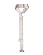 White Silk Satin Fringes Foulard 282cm x 10cm Men Scarf