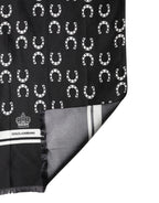 Black Horseshoe Silk Neck Foulard 136cm x 23cm Men Scarf
