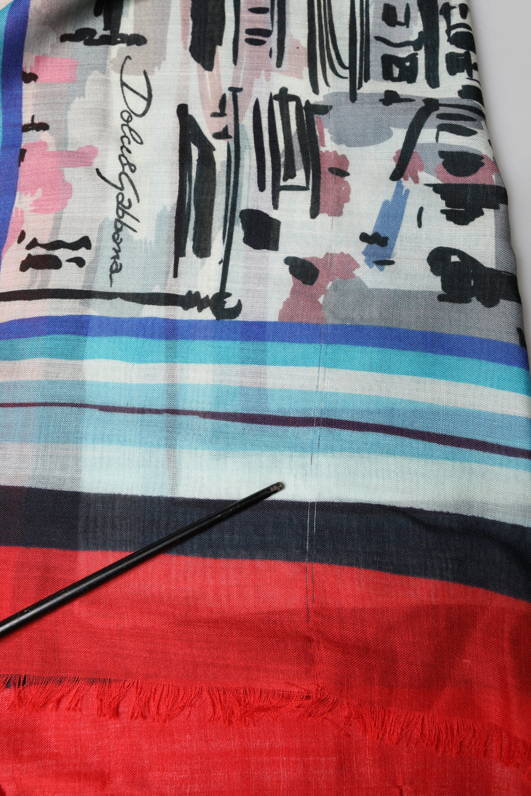 Multicolor Milano Print Cashmere 134cm x 130cm Men Scarf