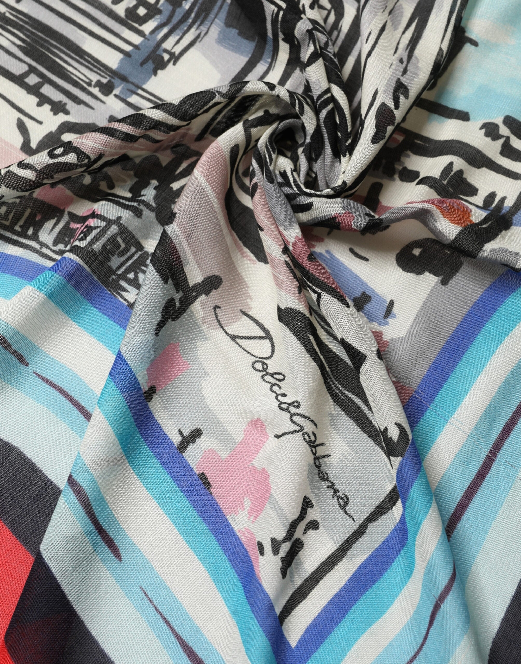 Multicolor Milano Print Cashmere 134cm x 130cm Men Scarf