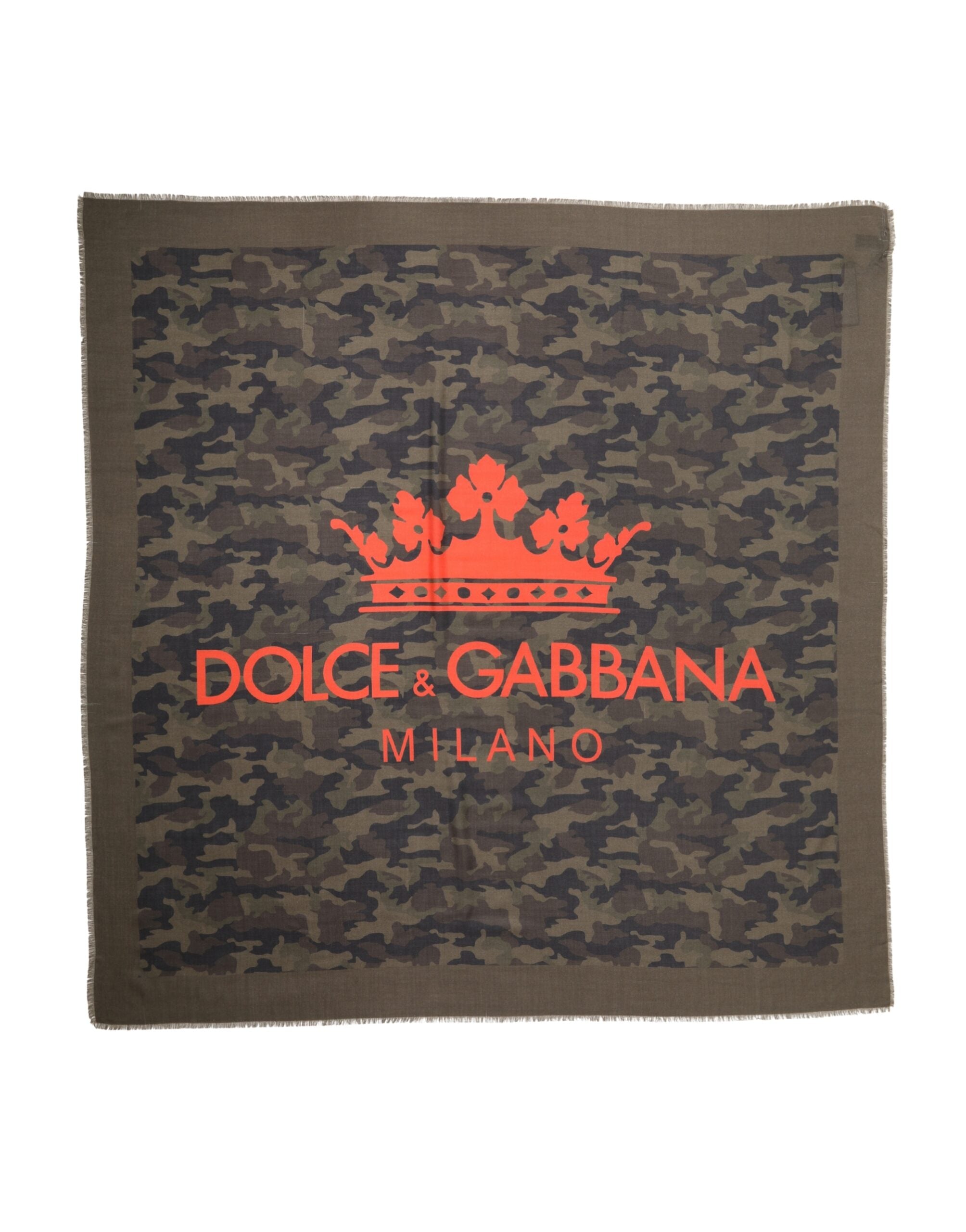 Green Camouflage Logo Cashmere 138cm x 137cm Men Scarf