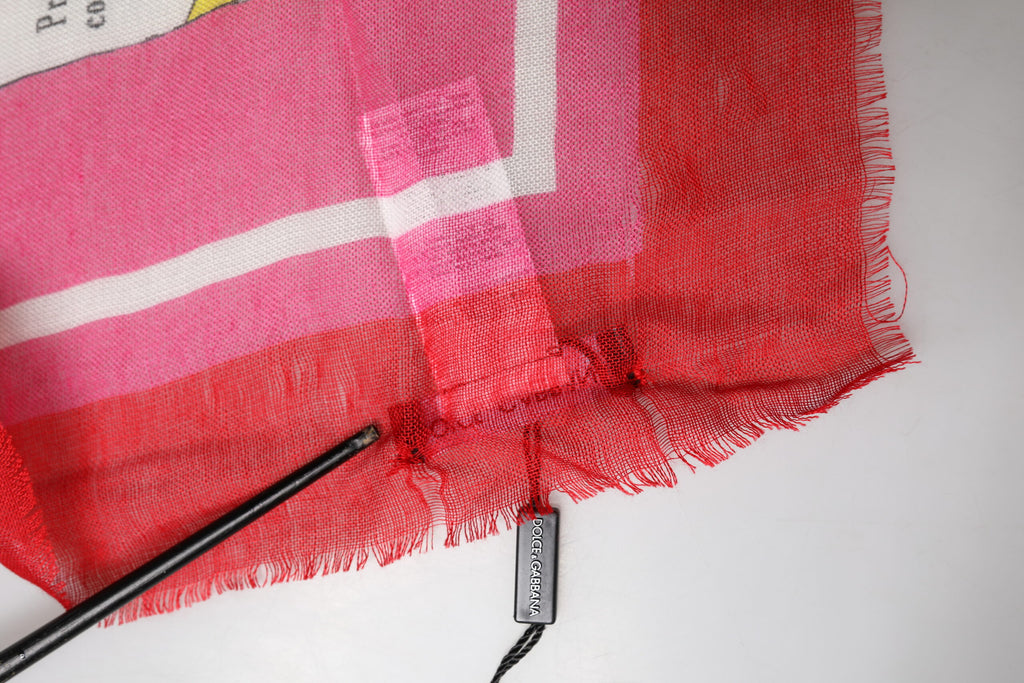 Pink DG Amore Print Neck Square Shawl 140cm x 140cm Scarf