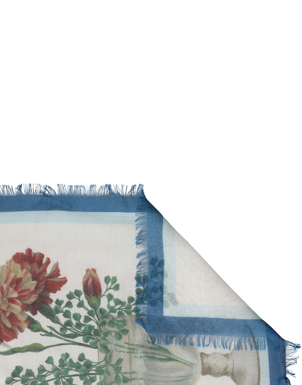 White Flower Vase Cashmere Stole Wrap 132cm x 128cm Scarf