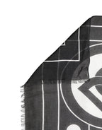 Black White Polka Dot Logo Stole Wrap 188cm x 116cm Scarf