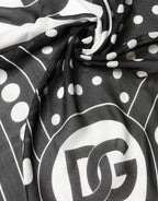 Black White Polka Dot Logo Stole Wrap 188cm x 116cm Scarf