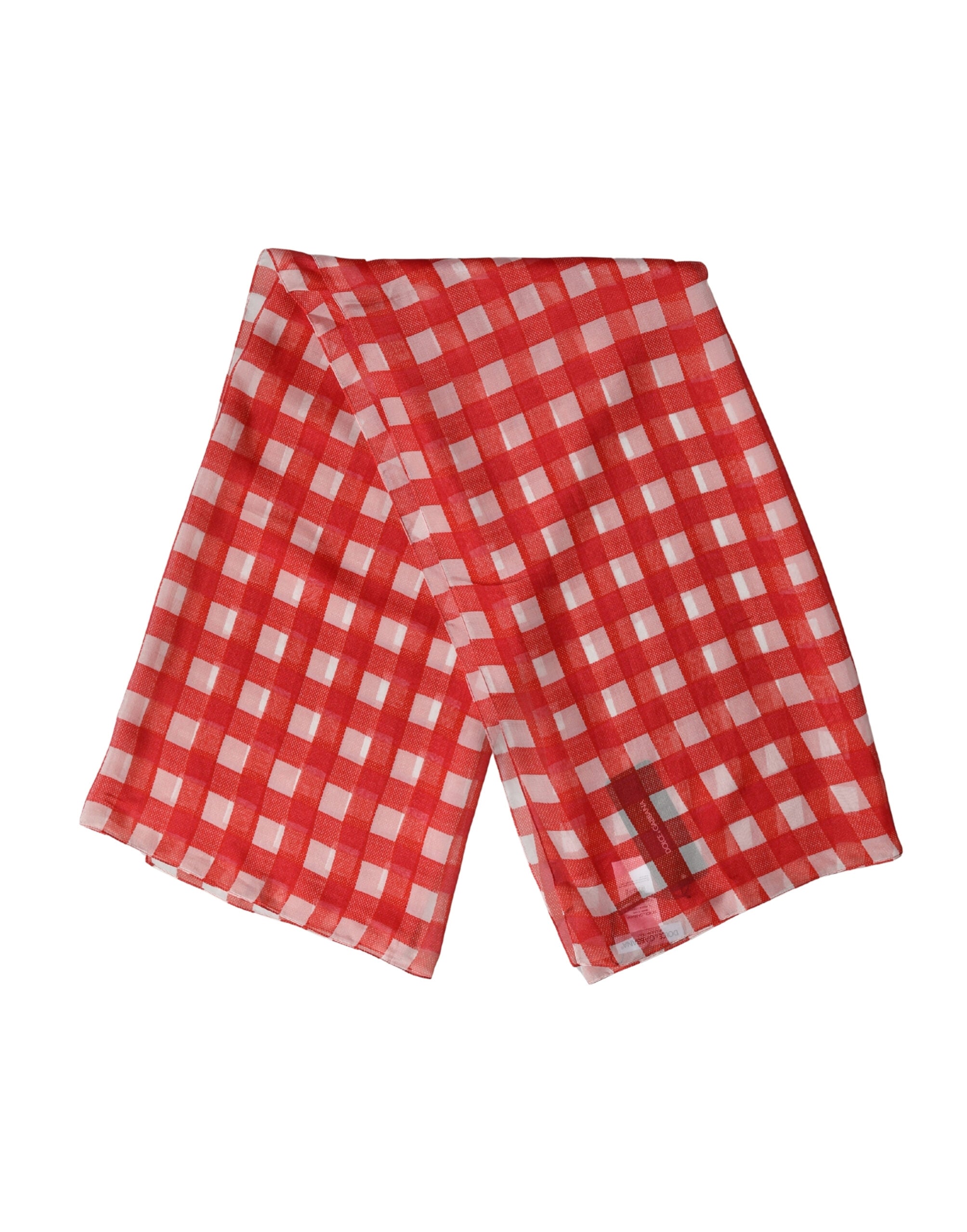 White Red Check Silk Wrap Foulard 118cm x 118cm Scarf