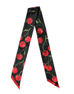 Black Cherry Silk Neck Wrap Stole 100cm x 6cm Scarf