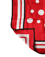 Red White Polka Dot Square Foulard 90cm x 88cm Scarf