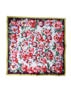 Multicolor Floral Silk Square Foulard 89cm x 87cm Scarf