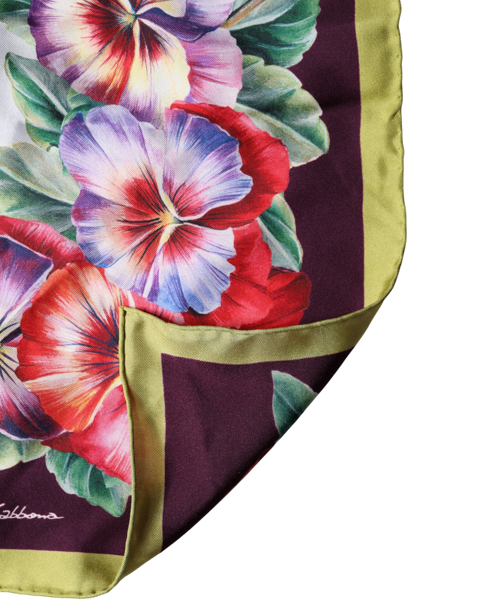 Multicolor Floral Silk Square Foulard 89cm x 87cm Scarf