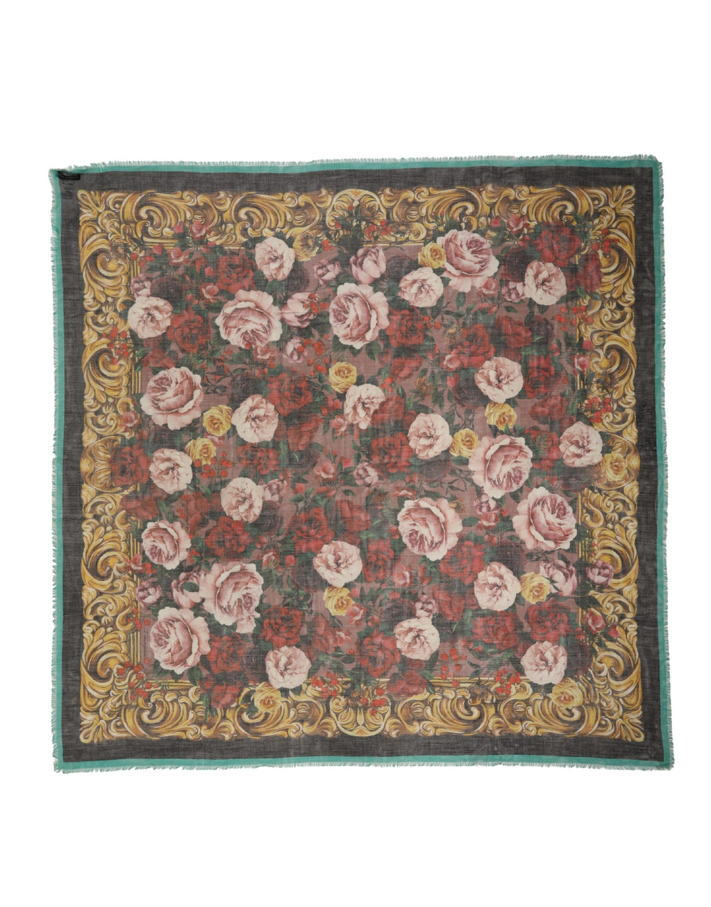 Multicolor Floral Cashmere Square Stole 134cmx134cm Scarf
