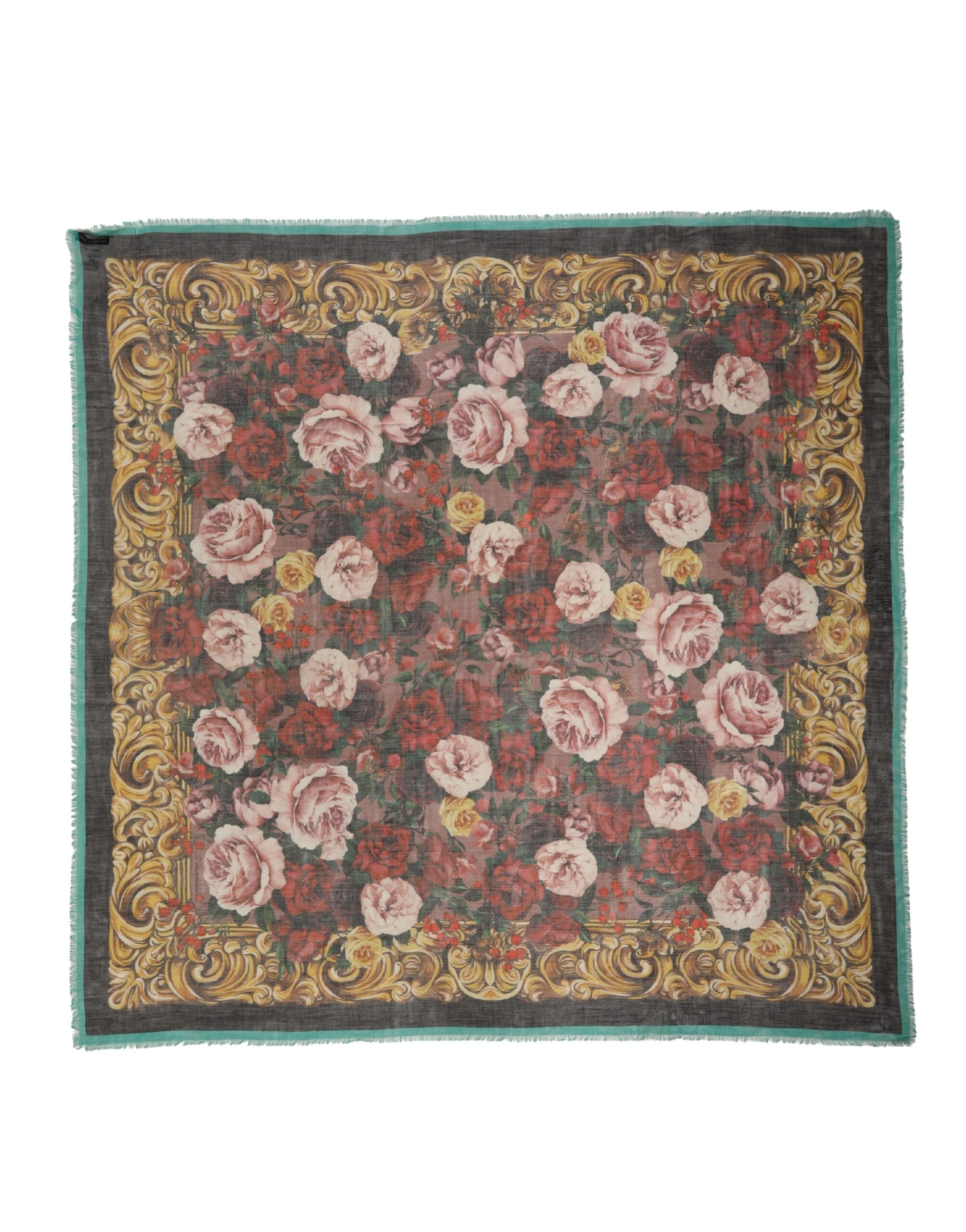 Multicolor Floral Cashmere Square Stole 134cmx134cm Scarf