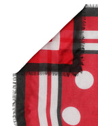 Red Polka Dot Print Square Stole 137cm x 134.5cm  Scarf