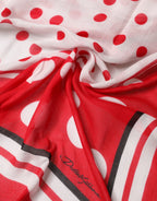 Red Polka Dot Print Square Stole 137cm x 134.5cm  Scarf