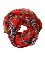 Red Zebra Print Silk Wrap Shawl Stole 200cm x 132cm Scarf