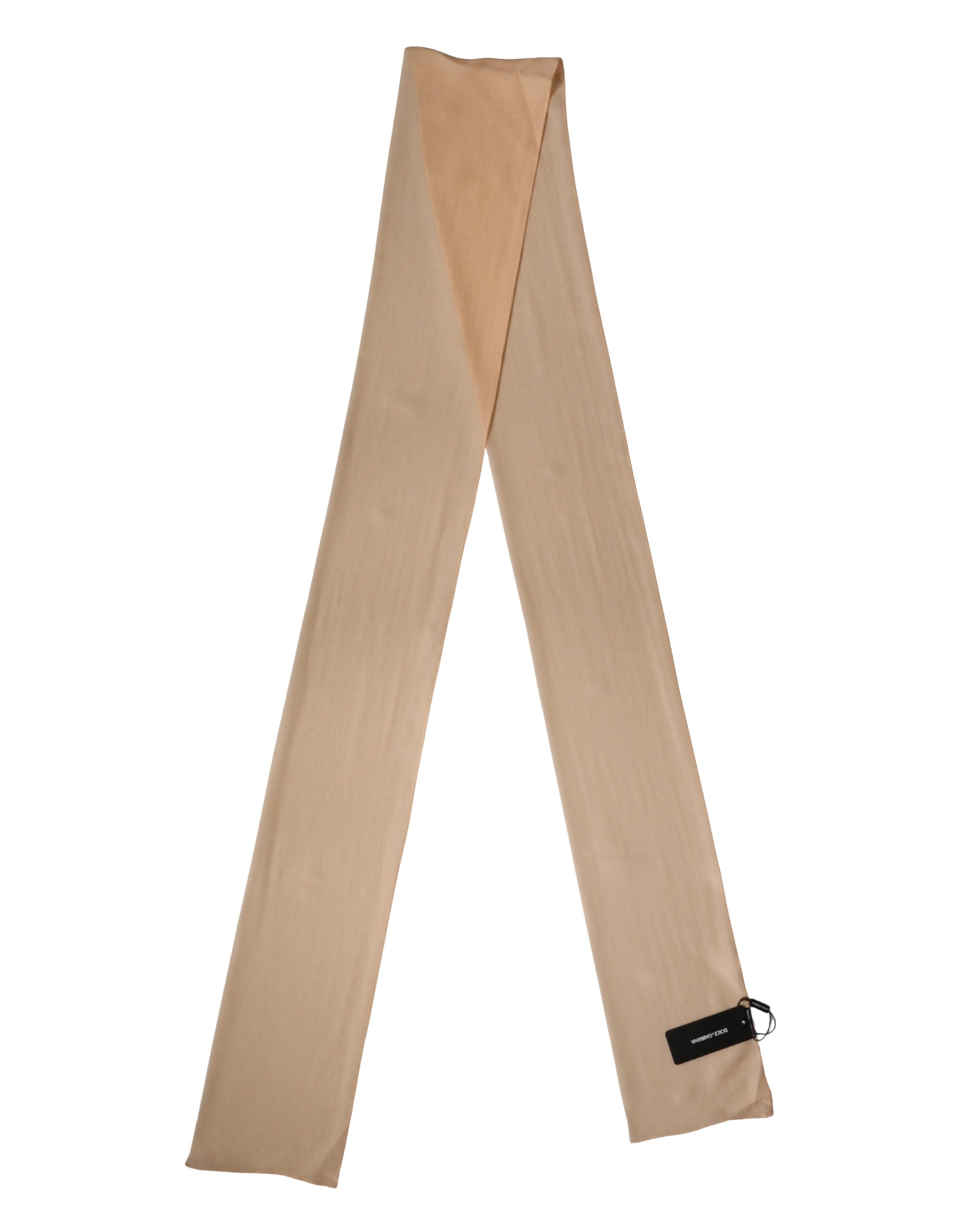 Beige Silk Sash Wrap Foulard Stole 292cm x 19cm Scarf