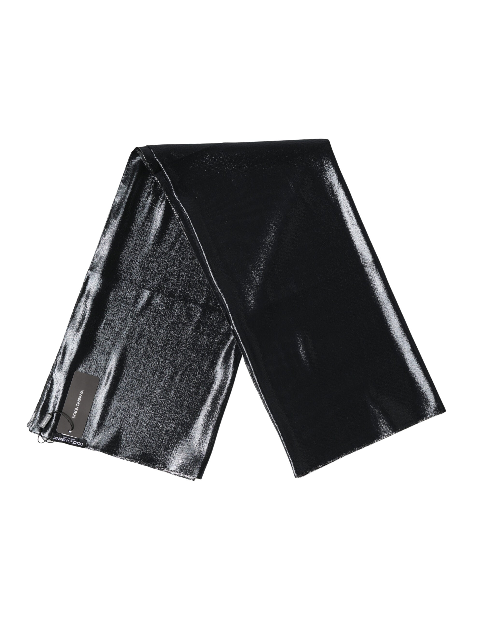 Black Silk Lurex Foulard Wrap Shawl 119cm x 117.5cm  Scarf