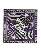 Black Purple DG King Cotton Foulard 51cm x 49.5cm Scarf