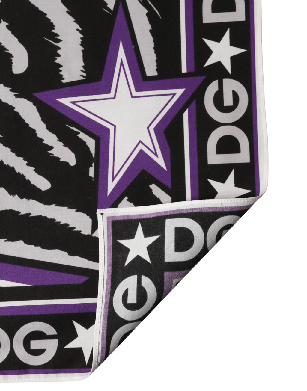 Black Purple DG King Cotton Foulard 51cm x 49.5cm Scarf