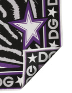 Black Purple DG King Cotton Foulard 51cm x 49.5cm Scarf