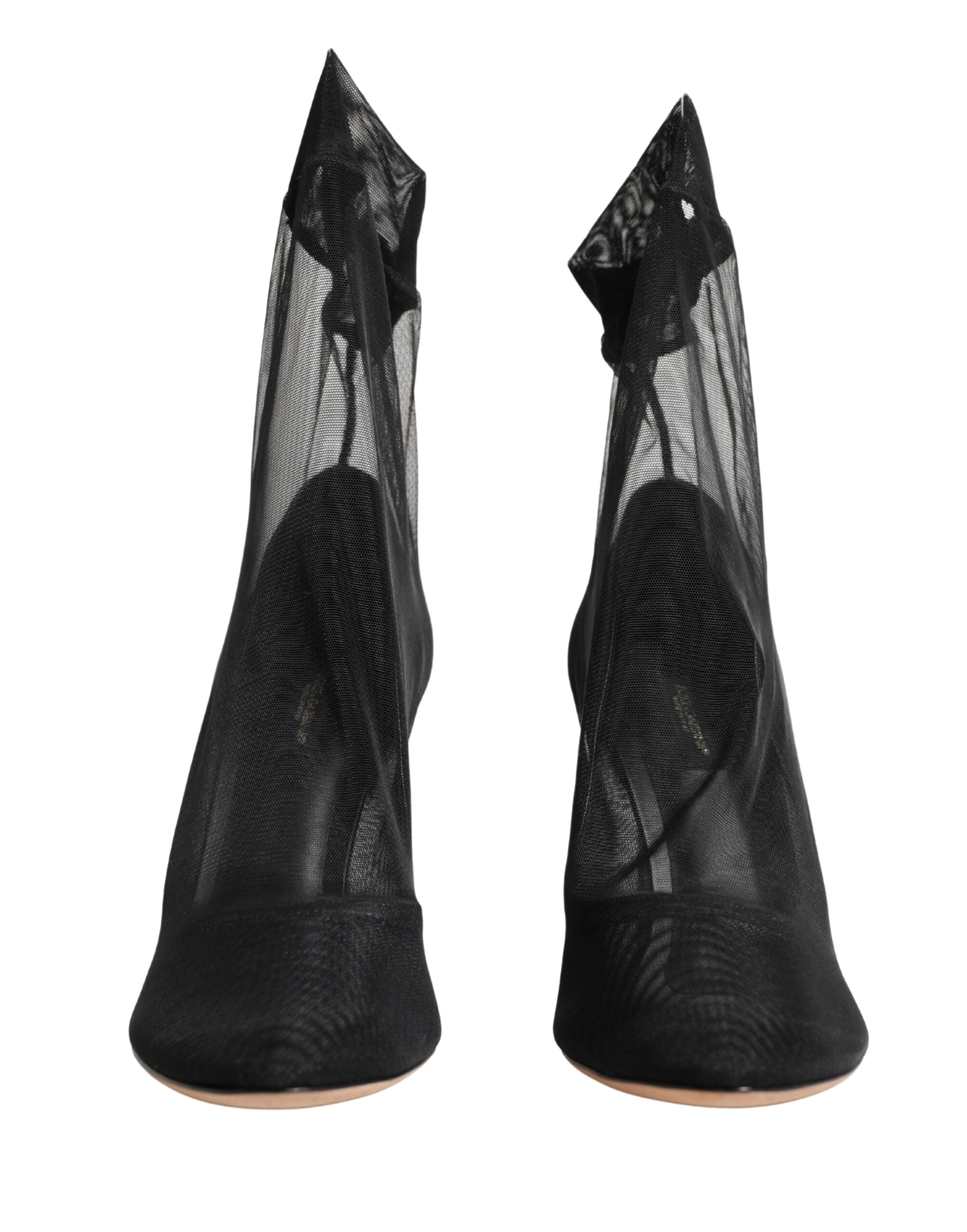 Black Nylon Stretch Mesh Sock Boots Shoes