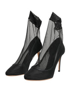 Black Nylon Stretch Mesh Sock Boots Shoes