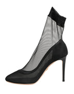 Black Nylon Stretch Mesh Sock Boots Shoes