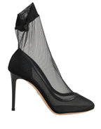 Black Nylon Stretch Mesh Sock Boots Shoes