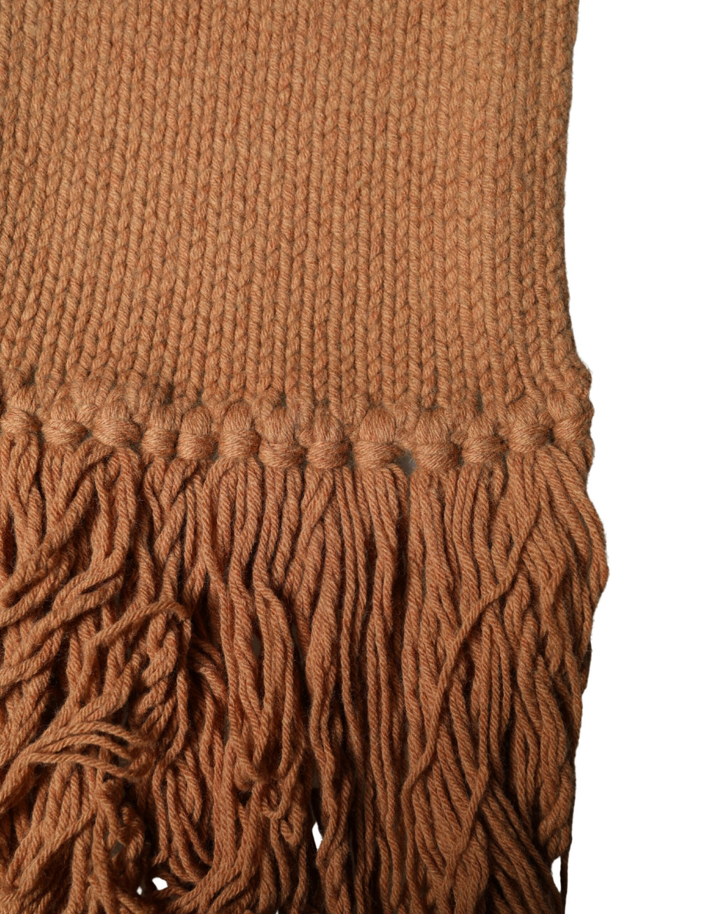 Brown Viscose Knitted Neck Wrap Fringes 266cm x20cm Scarf