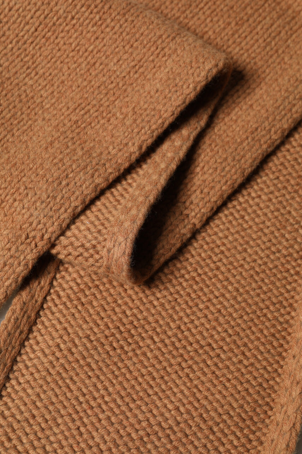 Brown Viscose Knitted Neck Wrap Fringes 266cm x20cm Scarf