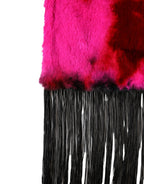 Pink Black Faux Fur Neck Wrap Fringes 200cm x 59cm Scarf