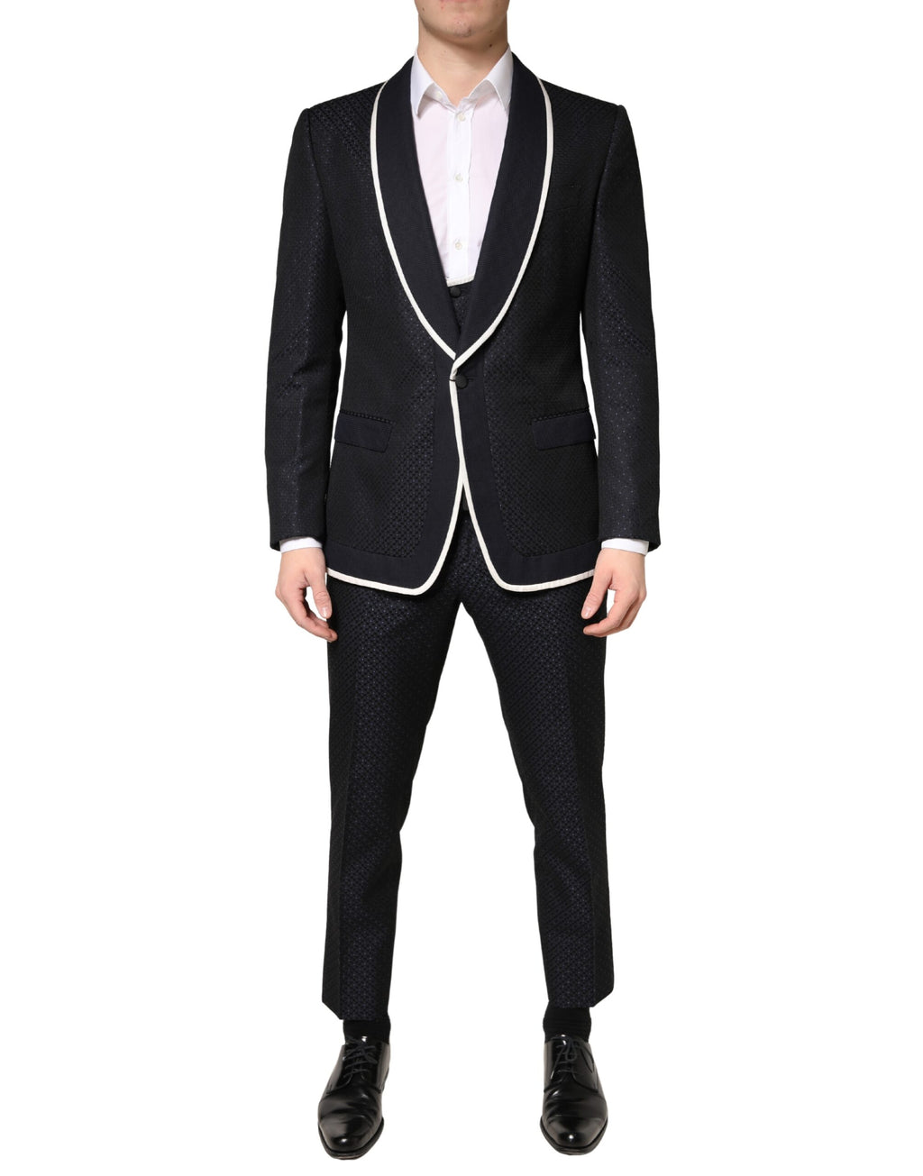 Black White Single Breasted SICILIA Men 3 Piece Suit
