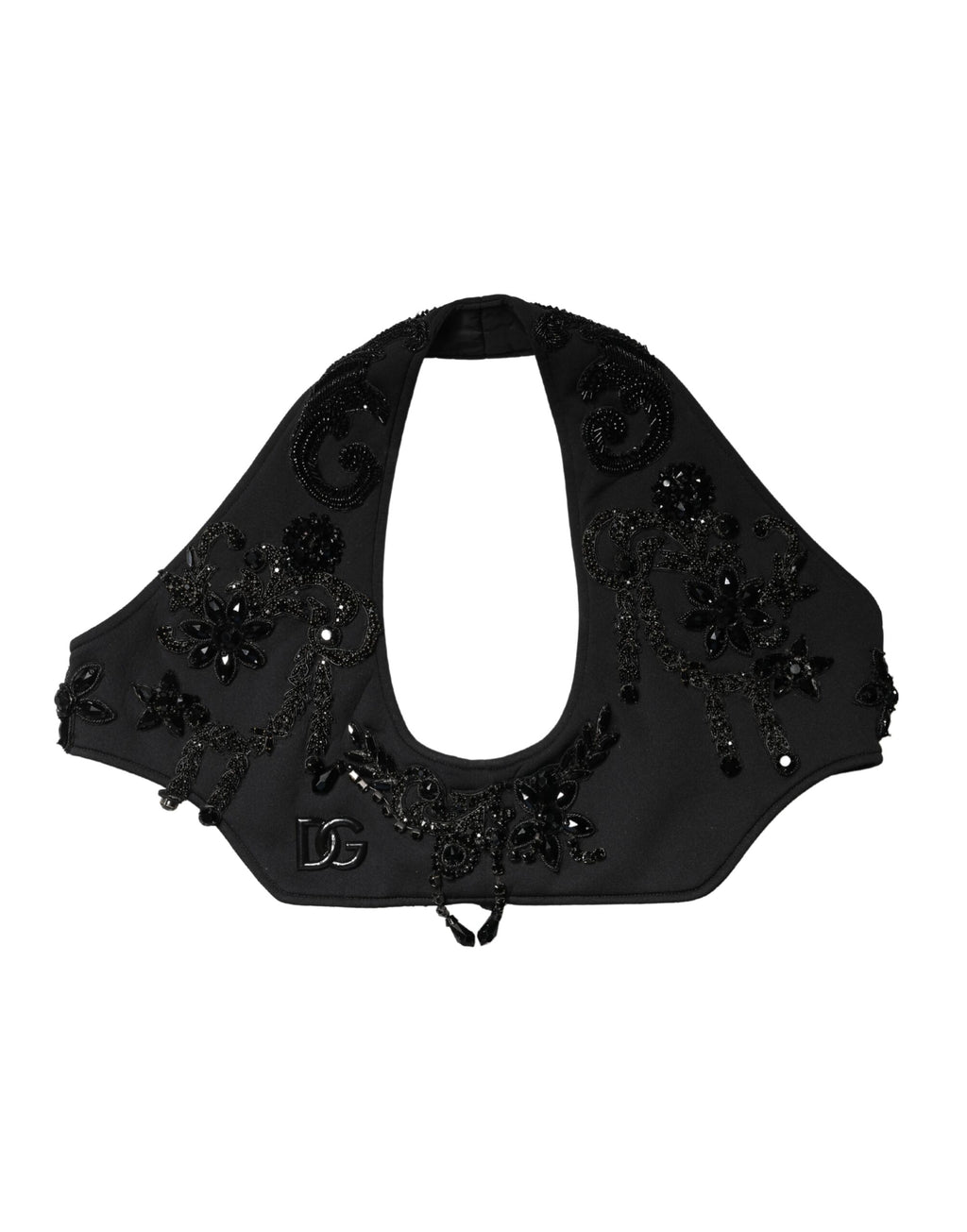 Black Crystal Embellished Crop Waistcoat One Size Vest