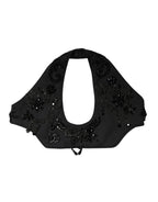 Black Crystal Embellished Crop Waistcoat One Size Vest