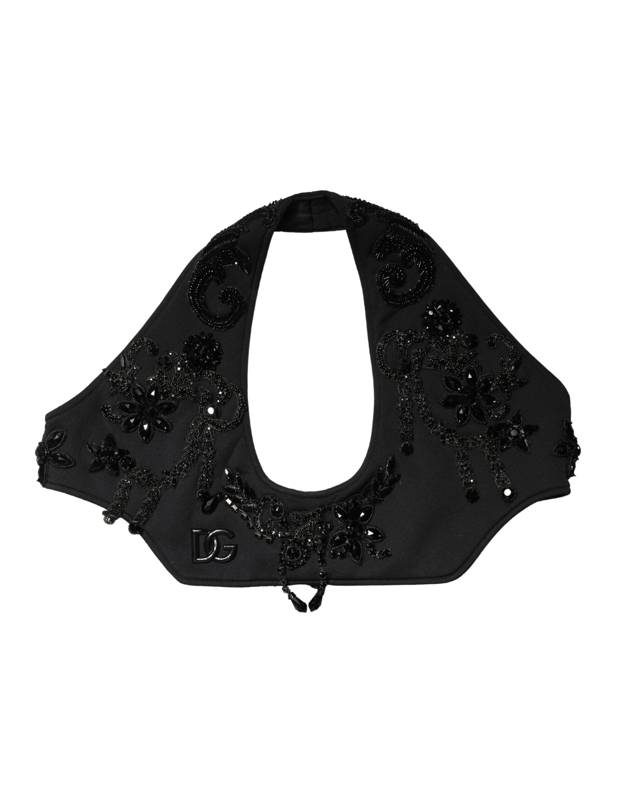 Black Crystal Embellished Crop Waistcoat One Size Vest