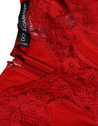 Red Silk Floral Lace Lingerie Top Underwear