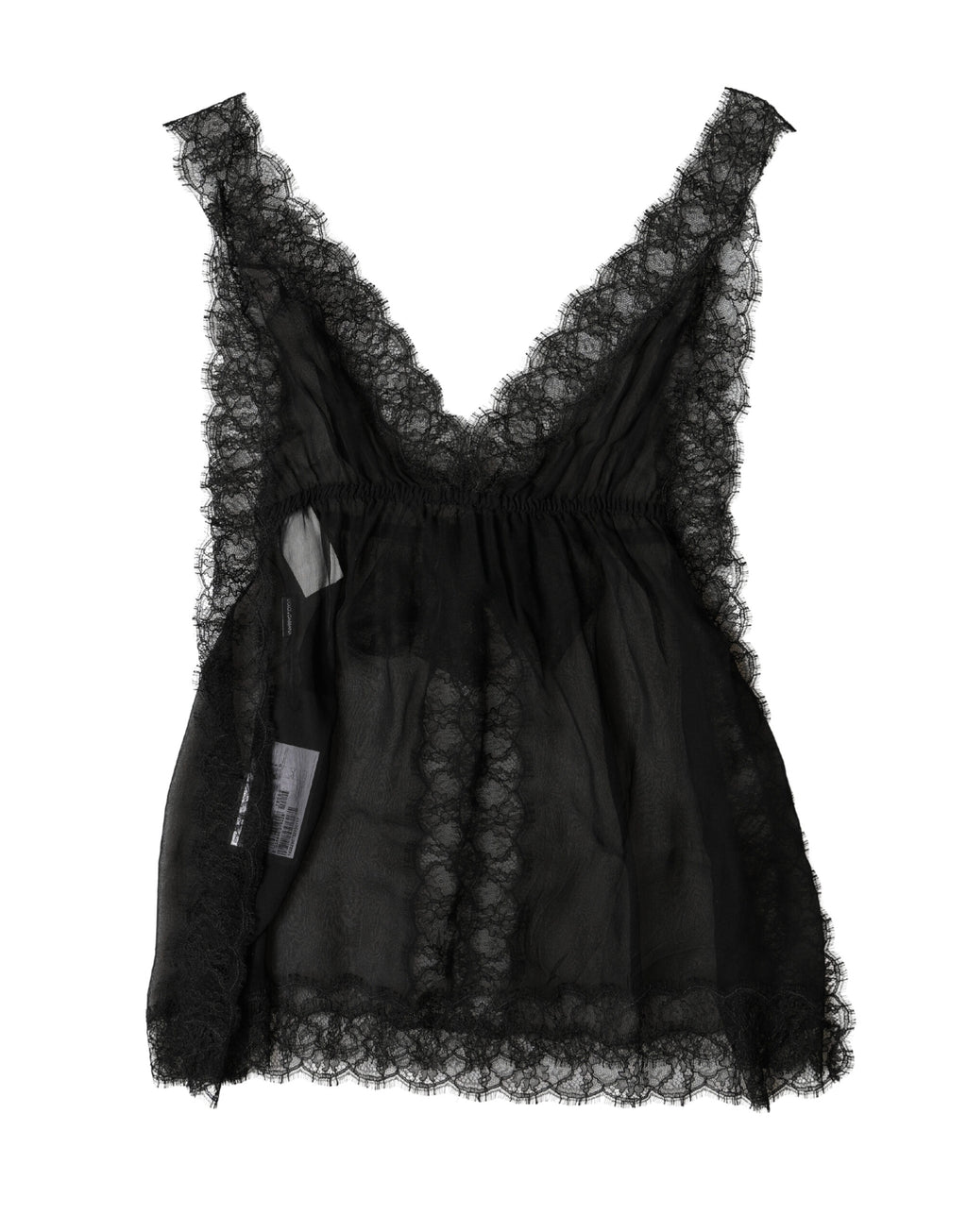 Black Silk Floral Lace Lingerie Top Underwear