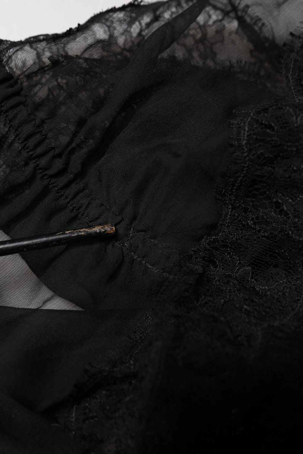 Black Silk Floral Lace Lingerie Top Underwear