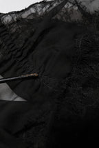 Black Silk Floral Lace Lingerie Top Underwear