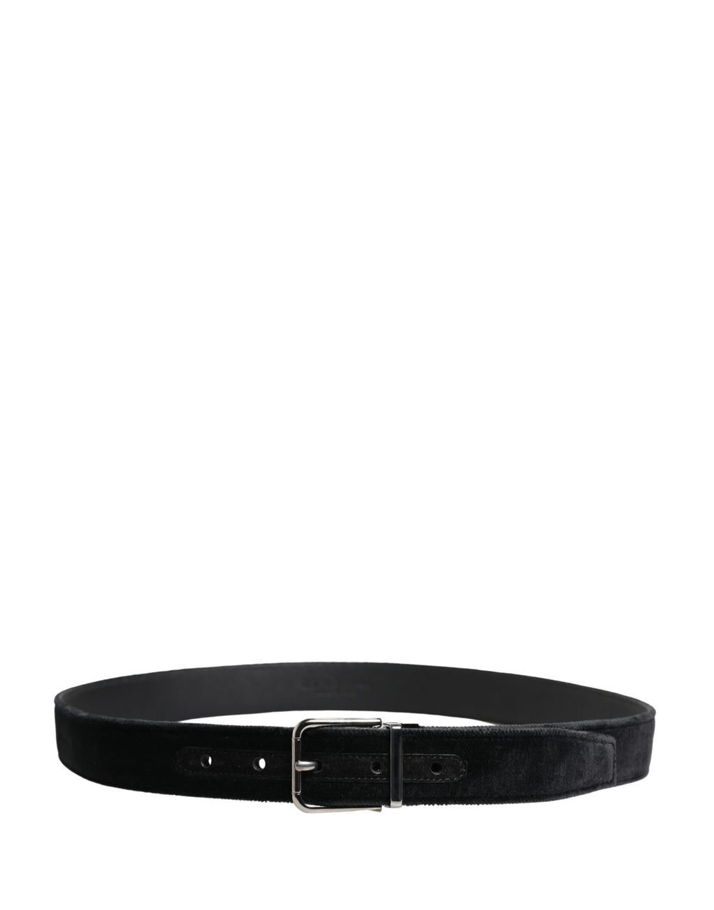 Black Suede Silver Tone Metal Buckle Men Belt
