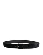 Black Suede Silver Tone Metal Buckle Men Belt