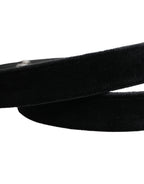 Black Suede Silver Tone Metal Buckle Men Belt