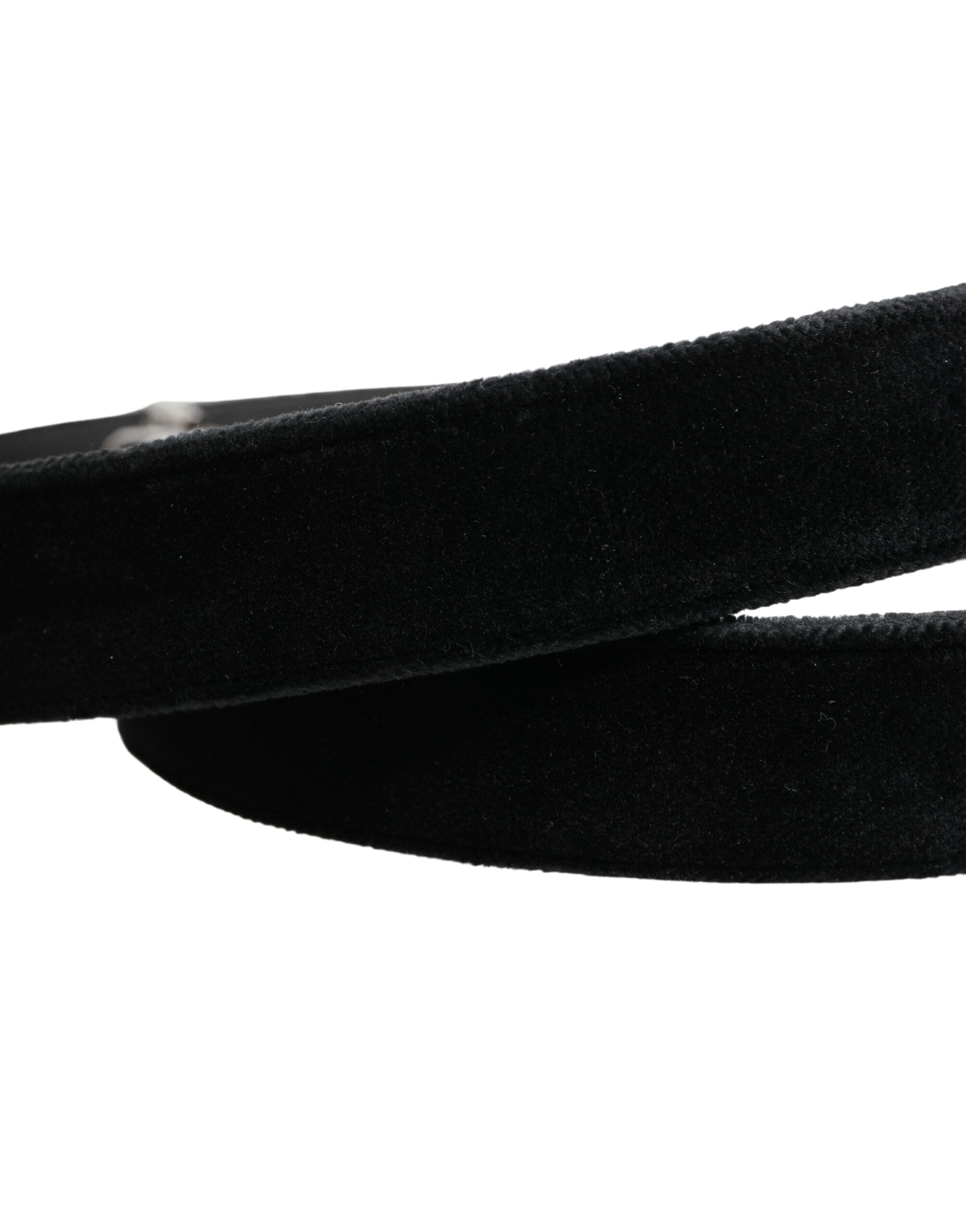 Black Suede Silver Tone Metal Buckle Men Belt
