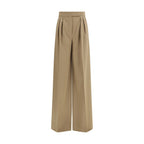 Beige Fleece Wool Casual Pants