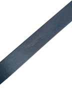 Blue Leather Logo Metal Buckle Men Belt