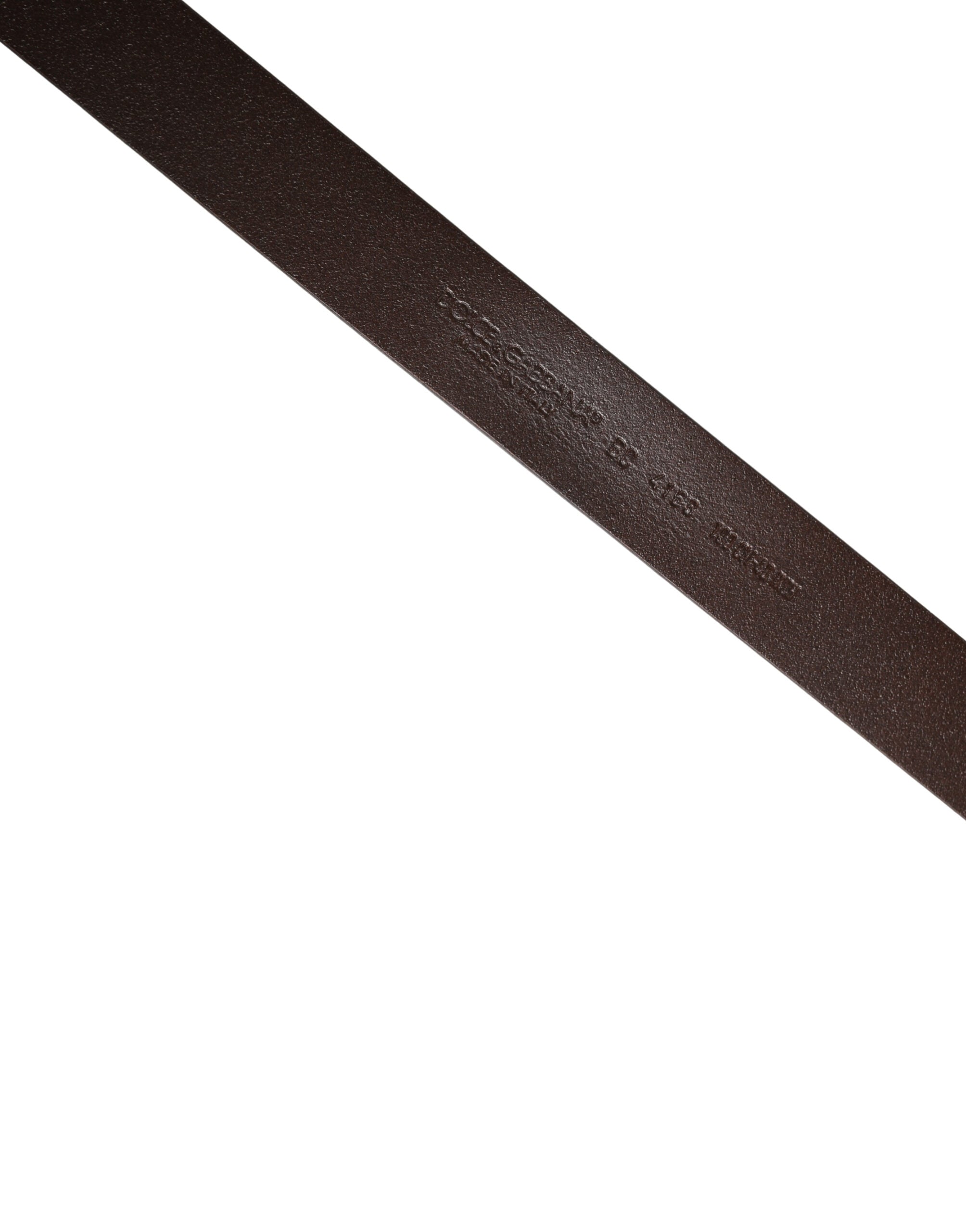 Brown Leather Logo Metal Buckle Men Belt